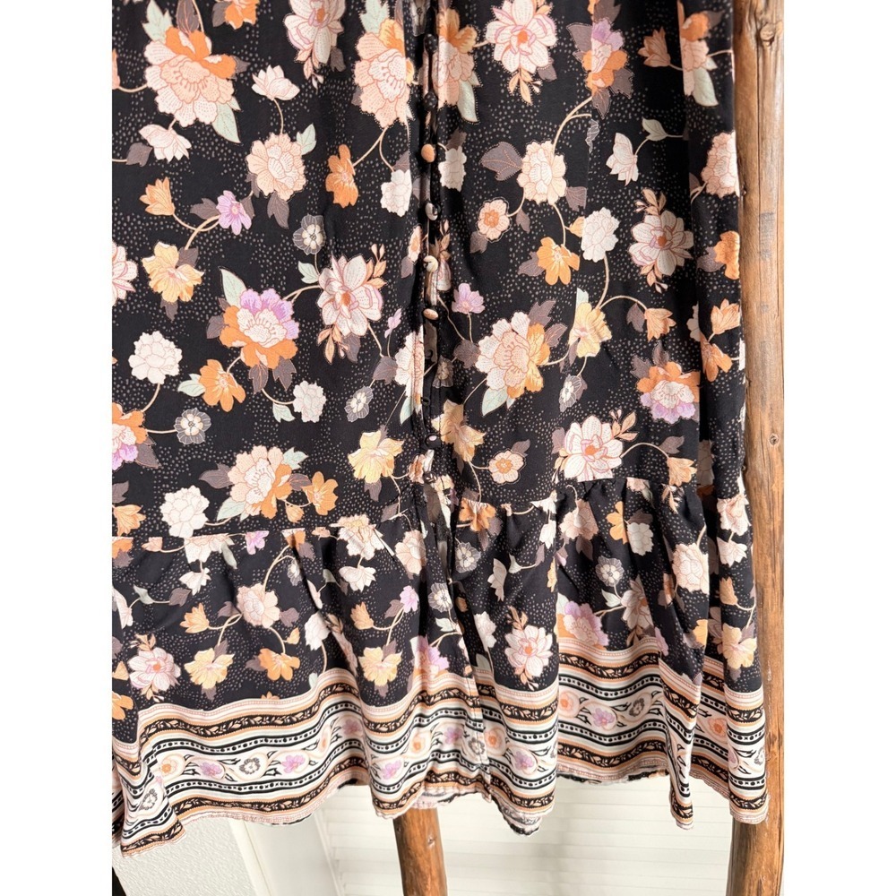 Rip Curl Maxi Skirt Womens Size S Black Floral Boho Button Front - Picture 5 of 6